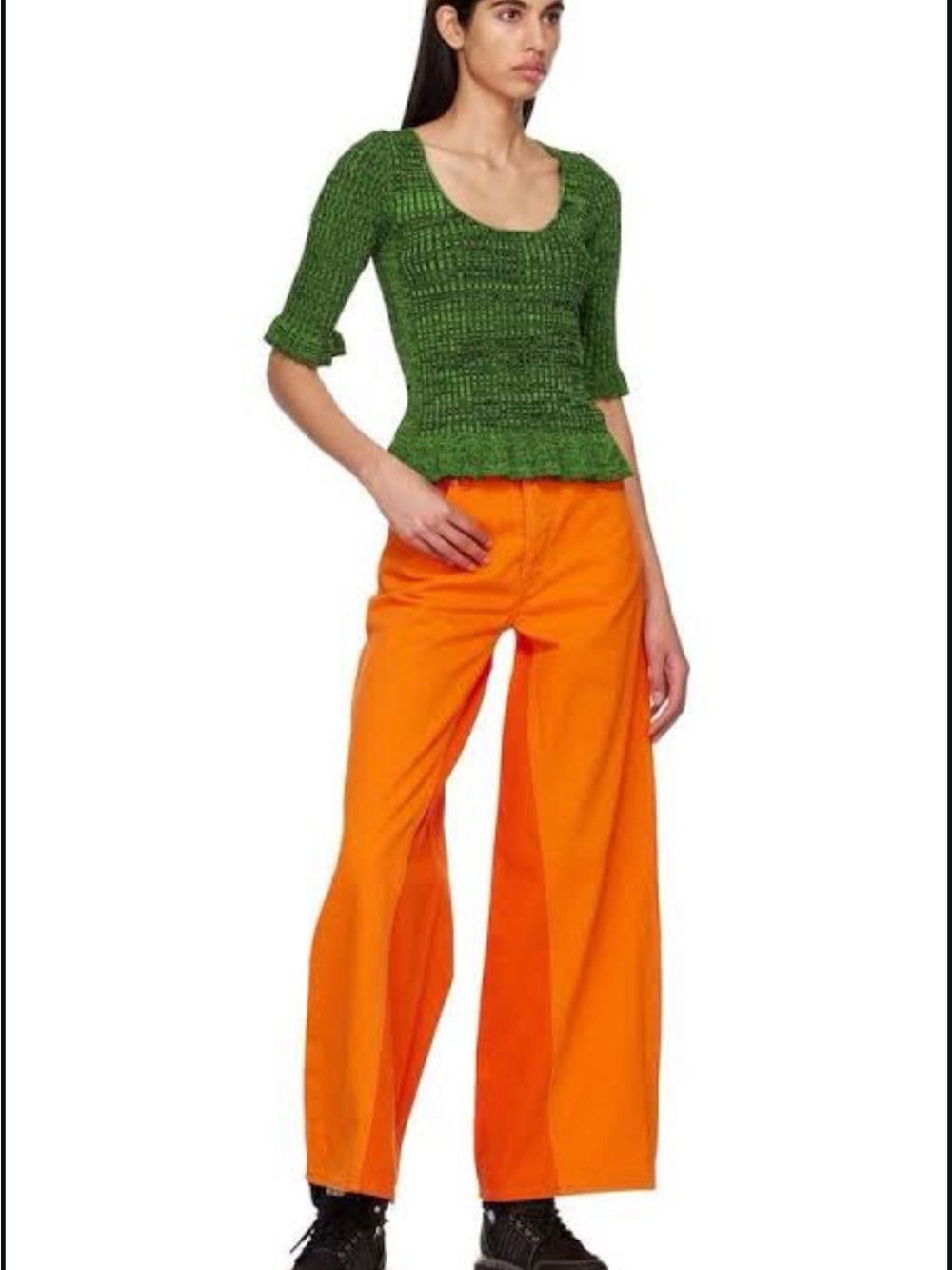 High-Rise Wide Leg Jeans in Bright Orange